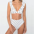 2pcs Black And White Polka Dot Print Swimsuit - Velora Luxury Fashion
