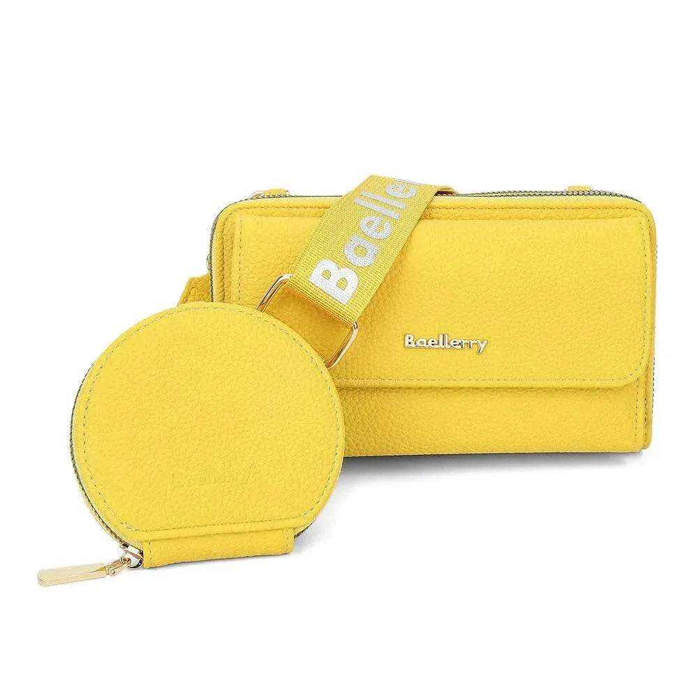 2pcs Lychee Texture Composite Bag Fashion Mobile Phone Bag With Small Coin Purse Letter Print Zipper Crossbody Shoulder Bag - Velora
