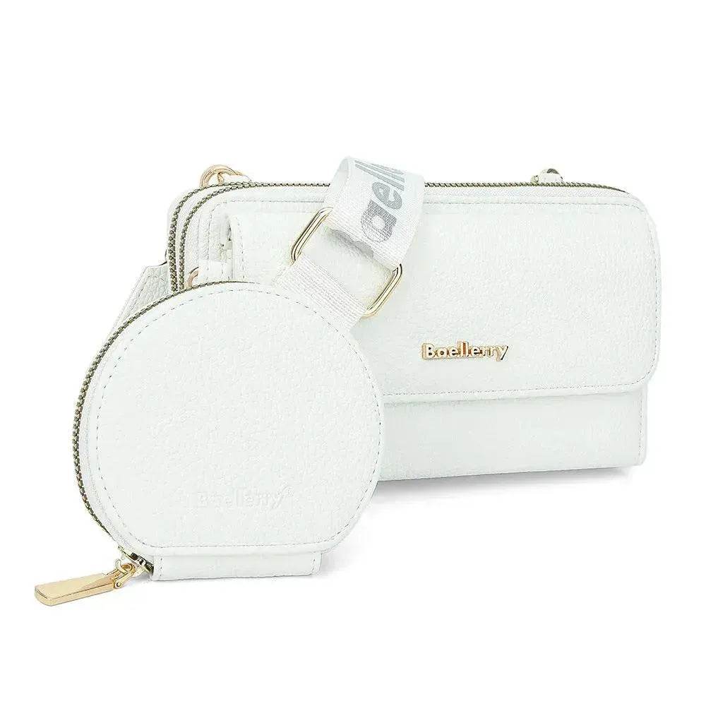 2pcs Lychee Texture Composite Bag Fashion Mobile Phone Bag With Small Coin Purse Letter Print Zipper Crossbody Shoulder Bag - Velora