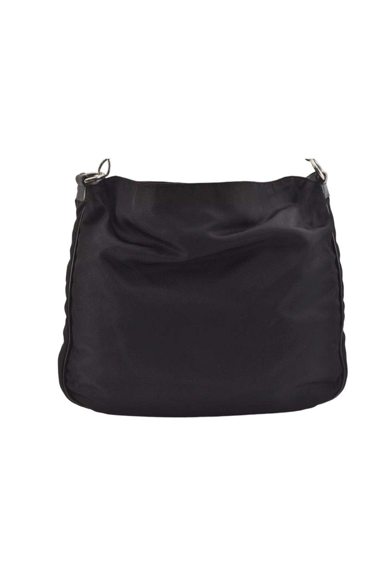 GUCCI Vintage Bamboo Shoulder Tote Bag Nylon Leather Black 7752K - Velora