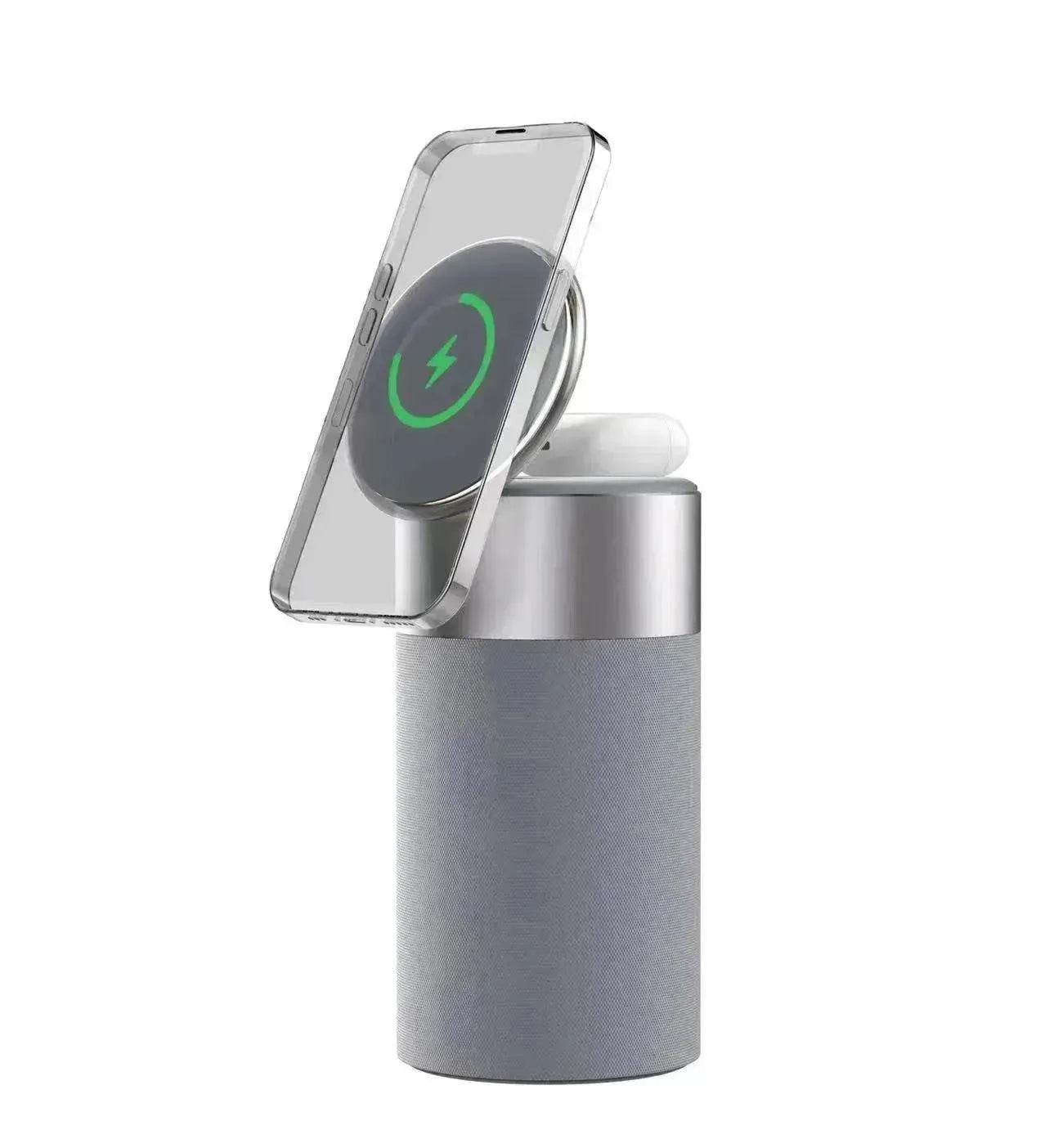 3 In 1 Multi-Function IPhone And AirPods Wireless Charger Portable Bluetooth Speaker With Touch Lamp For Home And Office - Velora