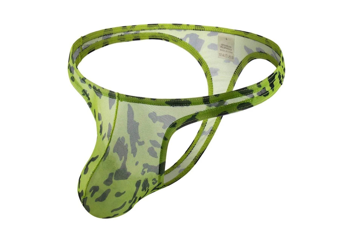 Men's Underwear Leopard Mesh T-back Low Waist thong Briefs - Velora