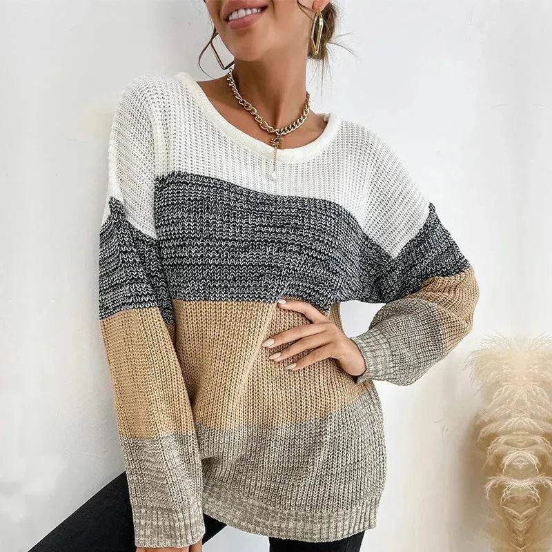 Winter Jacquard Knitted Pullover Sweater Tops for Women - Velora