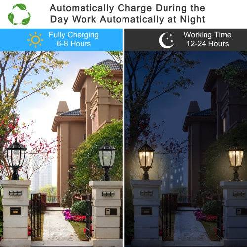 Solar Pillar Headlights With Dimmable LEDs 1-pack - Velora