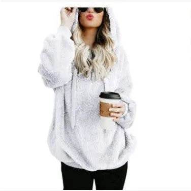 Women's Polerones Fleece Hoodie Pullover fall Winter Zipper Pocket Sweatshirt - Velora