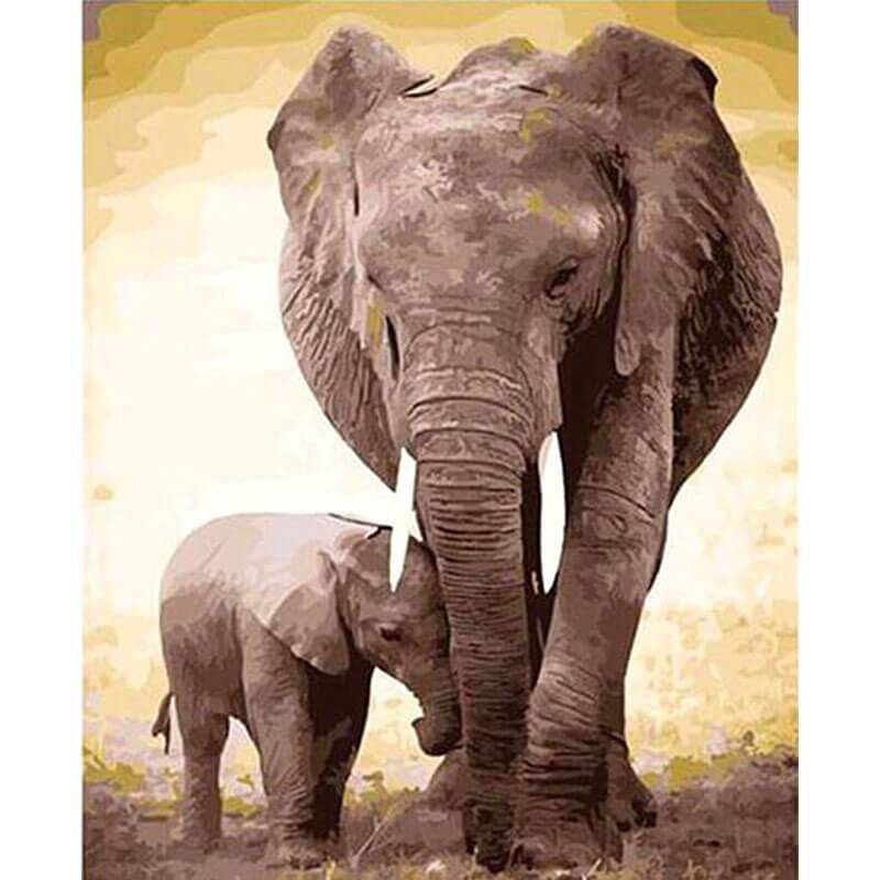 Mom and baby elephant painting - Velora