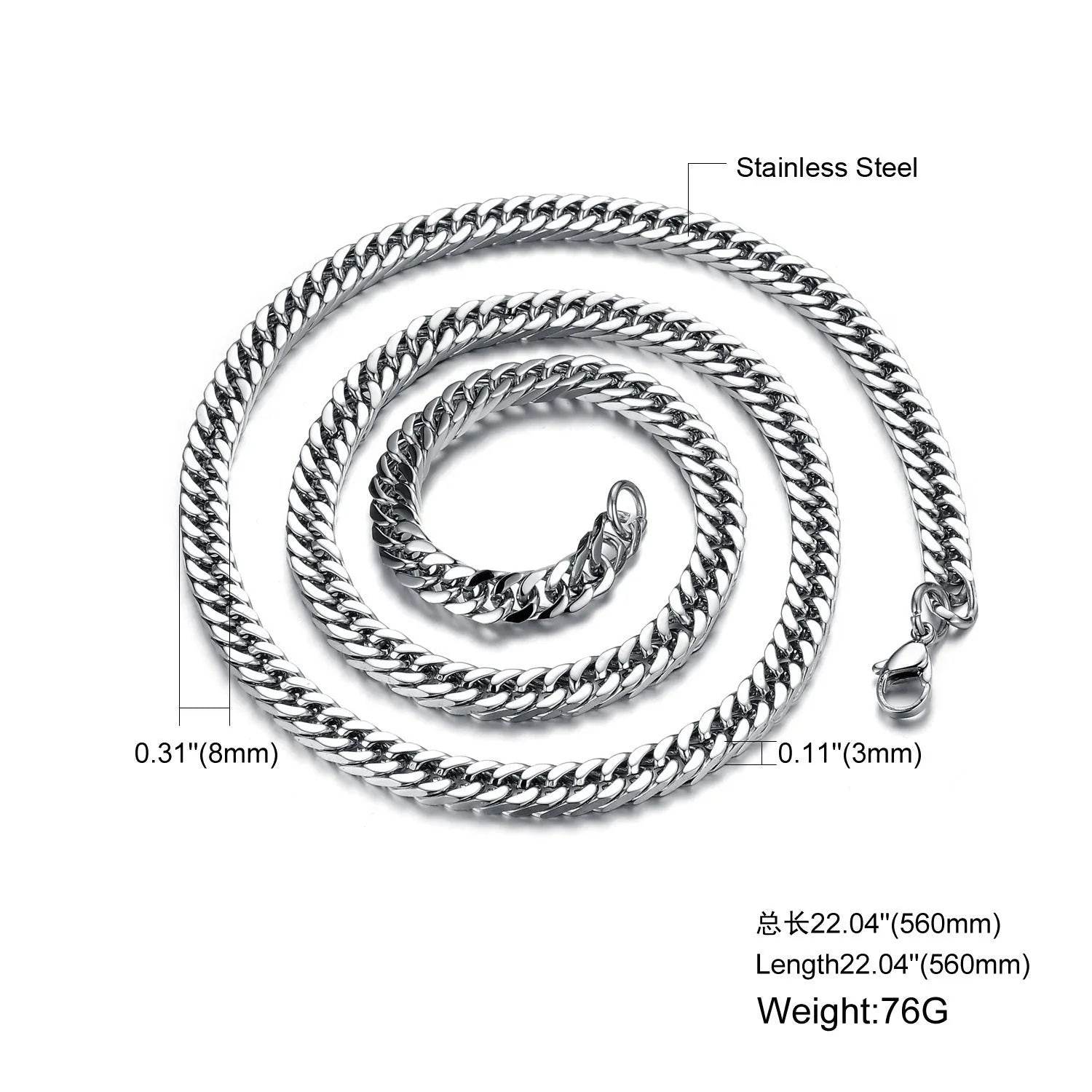 Man Necklaces Classical Stainless Steel Link Chain - Velora