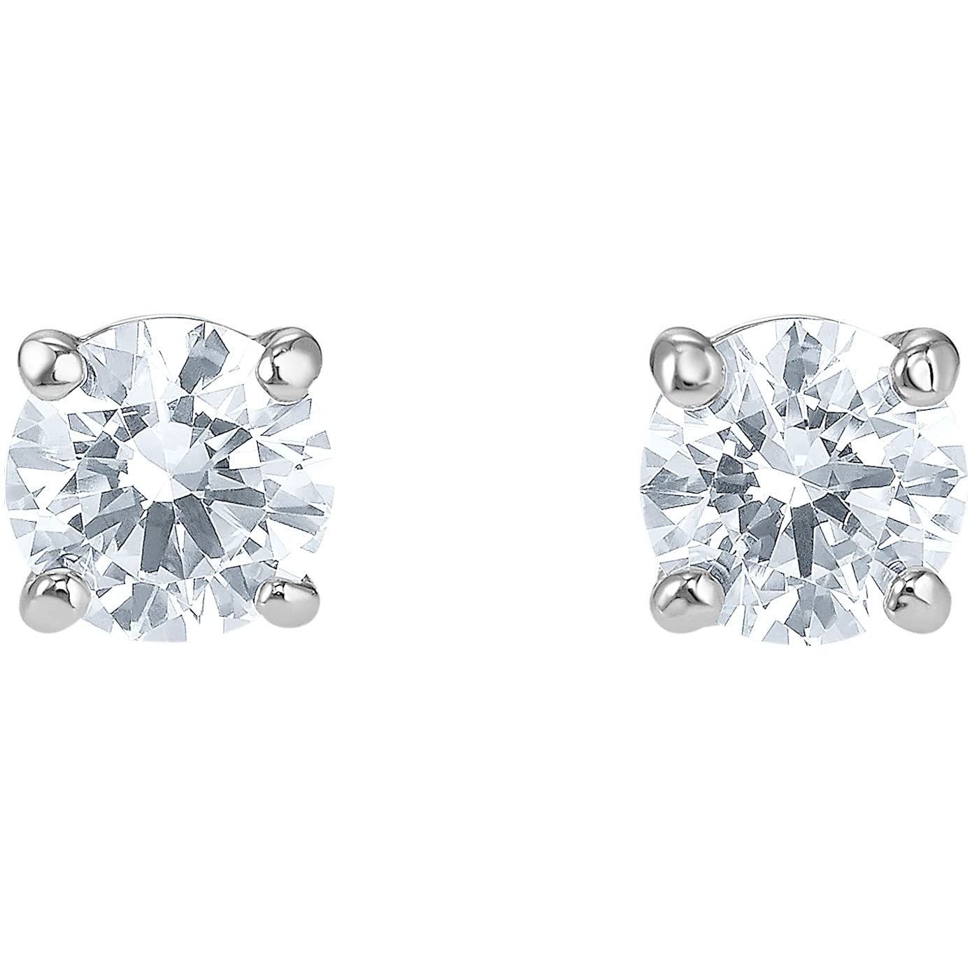 Swarovski Stilla Attract Stud Pierced Earrings Clear Round-Cut Stones in a Rhodium-Finished Setting Part of the Swarovski Stilla Attract Collection