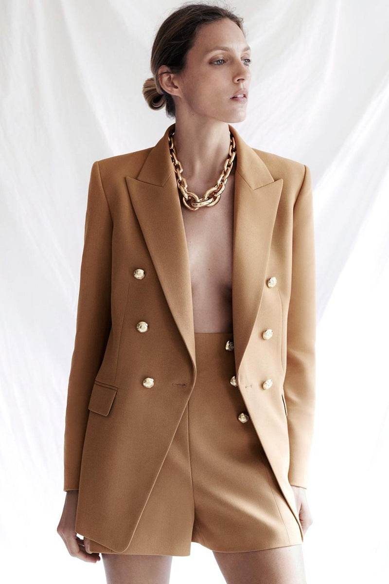 Simple Style Buttoned Casual Blazer Jacket Women - Velora