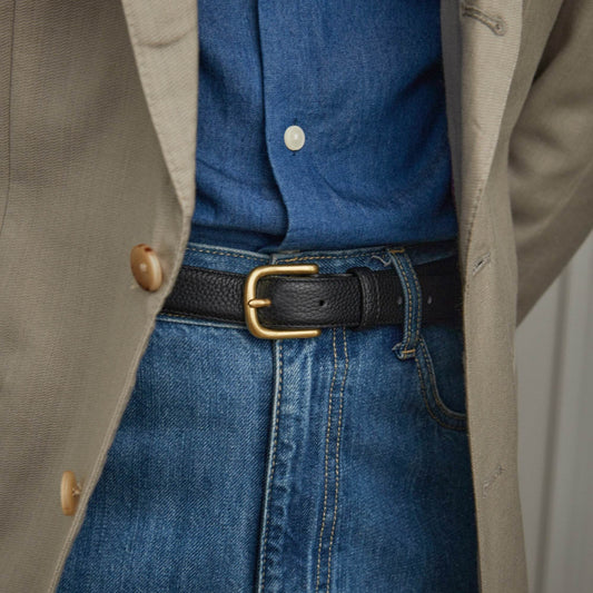 Men's And Women's Belt Lychee Pattern Calfskin - Velora