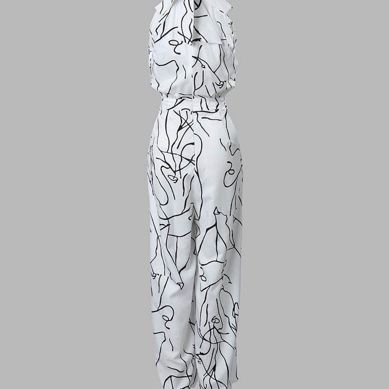 Women's Elegant Elegant Waist Belt Jumpsuit - Velora