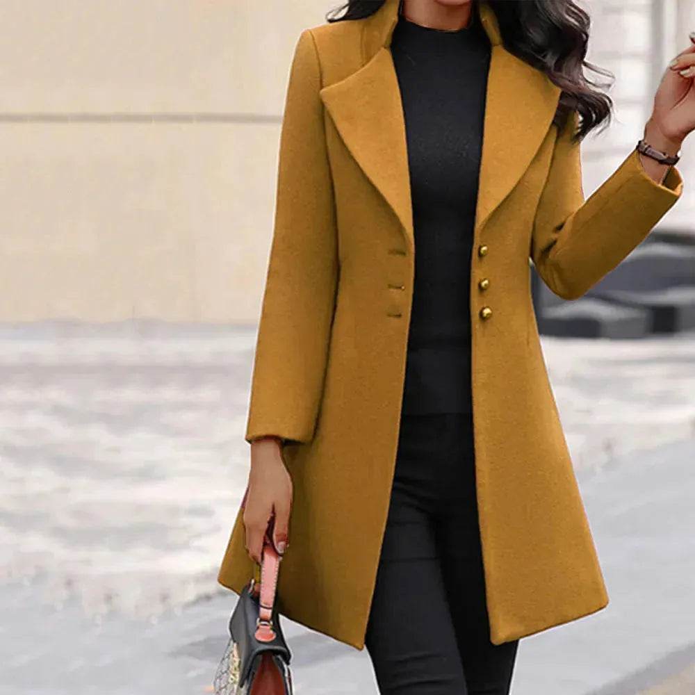 Winter Single-Breasted Slim-Fit Lapel Coat business office work coat for women - Velora