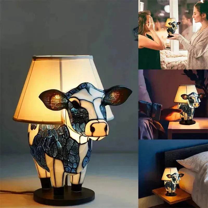 Beautiful Cow Table Lamp Bedside Table Lamp With USB Bedside Lamp For Living Room Bedroom Dormitory Bra Ornament - Velora