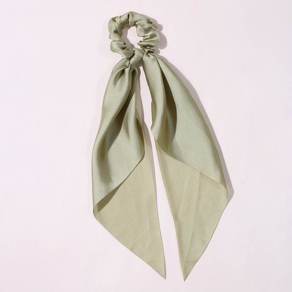 Cute Hair Silk Bow Scrunchie Vintage Satin Scarf Scrunchie - Velora