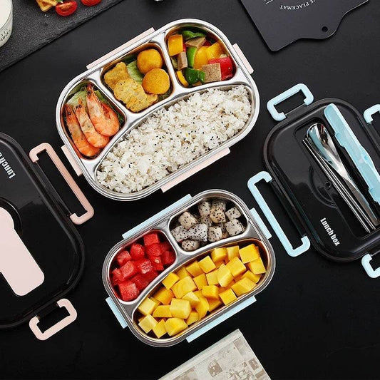 Stainless Steel Insulated Kids Bento Lunch Box with Cutlery - Velora