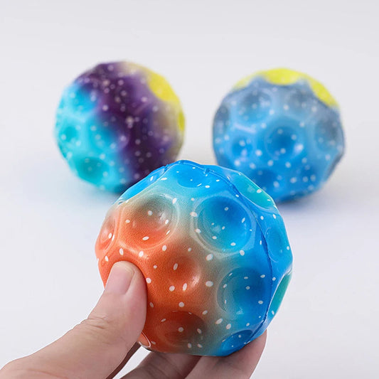 Colorful Hole Ball Soft Bouncy Ball Anti-fall Moon Shape Porous Bouncy Ball Kids Indoor Toys Ergonomic Design Elastic Ball Velora