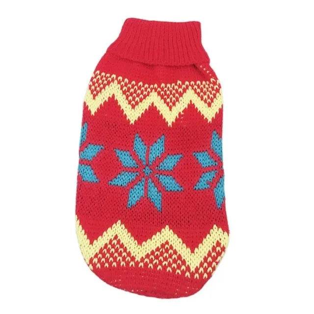 Christmas Maple Snowflake Turtleneck Knitted Sweater Pet Clothes - Velora