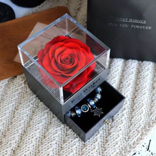 Eternal Flower Rose Jewelry Box for Birthday Presents Valentines Day Wedding Gift Box - Velora