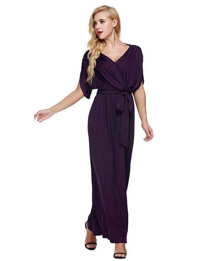 4XL Big Size Dress Elegant Women Long wrap Dresses Summer Dresses - Velora