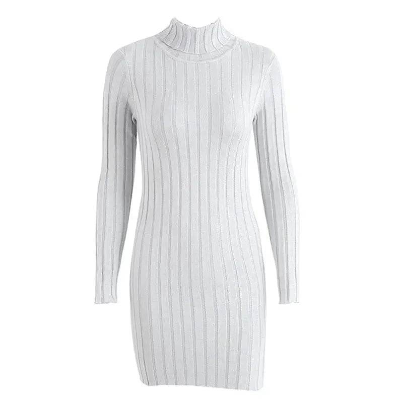 Knitted Mini Slim fit Wool Turtleneck Bodycon Sweater dress - Velora