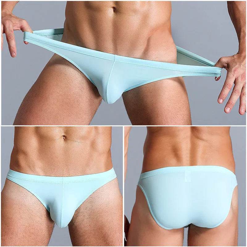 Low Waist Ice silk Elastic men's briefs underwear pant for men - Velora