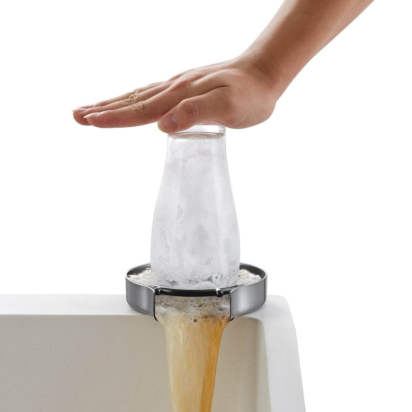 Glass Rinser, 10 Powerful Spraying Jets 360 Rotating Cup Rinser For Sink, 304 Stainless Steel Faucet Cup Washer With ABS Cup Holder For Baby Bottle, Glass Cup, Wine Glass - Velora