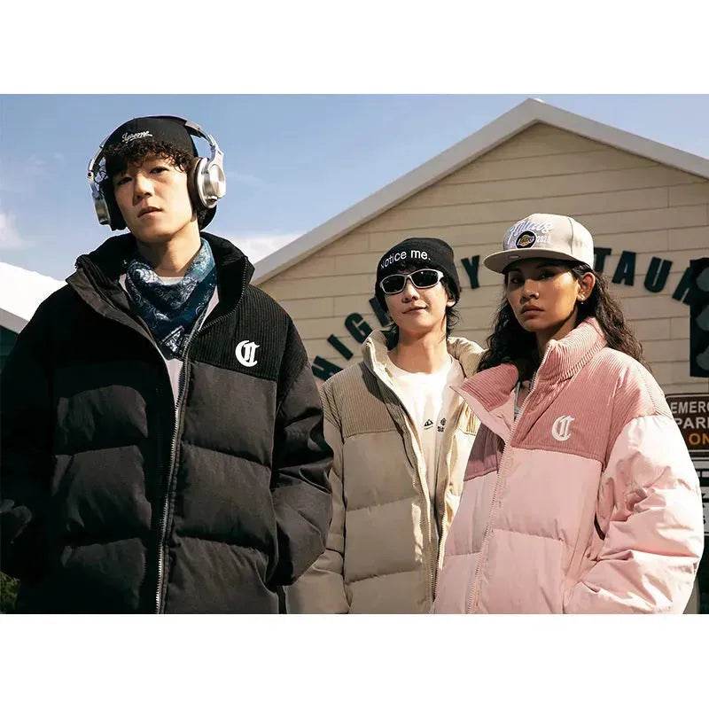 Men's Winter Corduroy Stitching Embroidery Cotton-padded Winter Coat - Velora