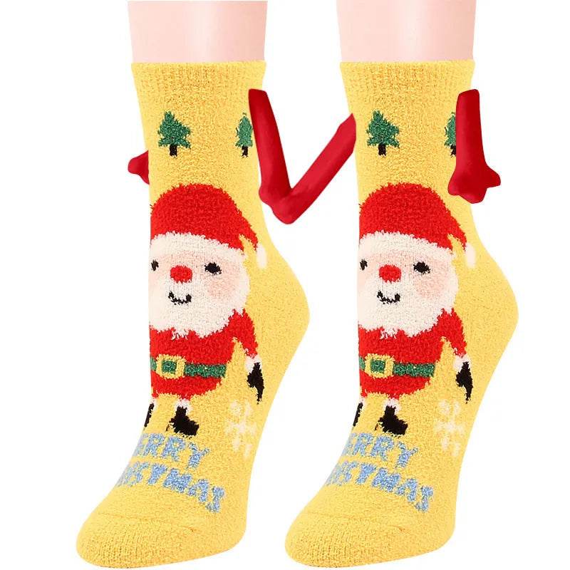 Soft Carton Christmas-themed Fleece Winter Home socks for Women