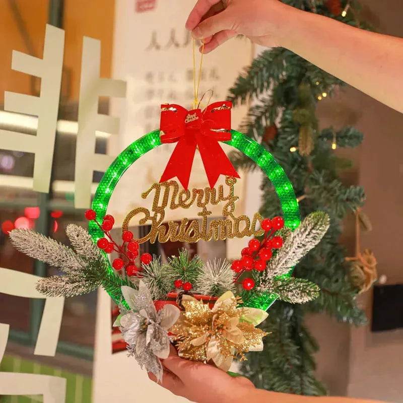 Christmas Luminous LED Light Garland Door Hanging wreaths Decorations - Velora