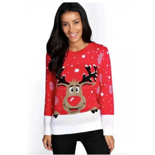 Christmas fawn deer jacquard Cashmere sweater - Velora