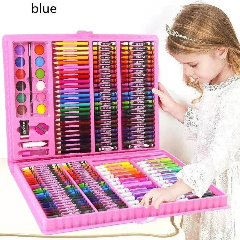 Double Panel Easel Version Watercolor Pen Set Brush Crayon Oil Pastel Children Painting Coloring Drawing Art set. - Velora