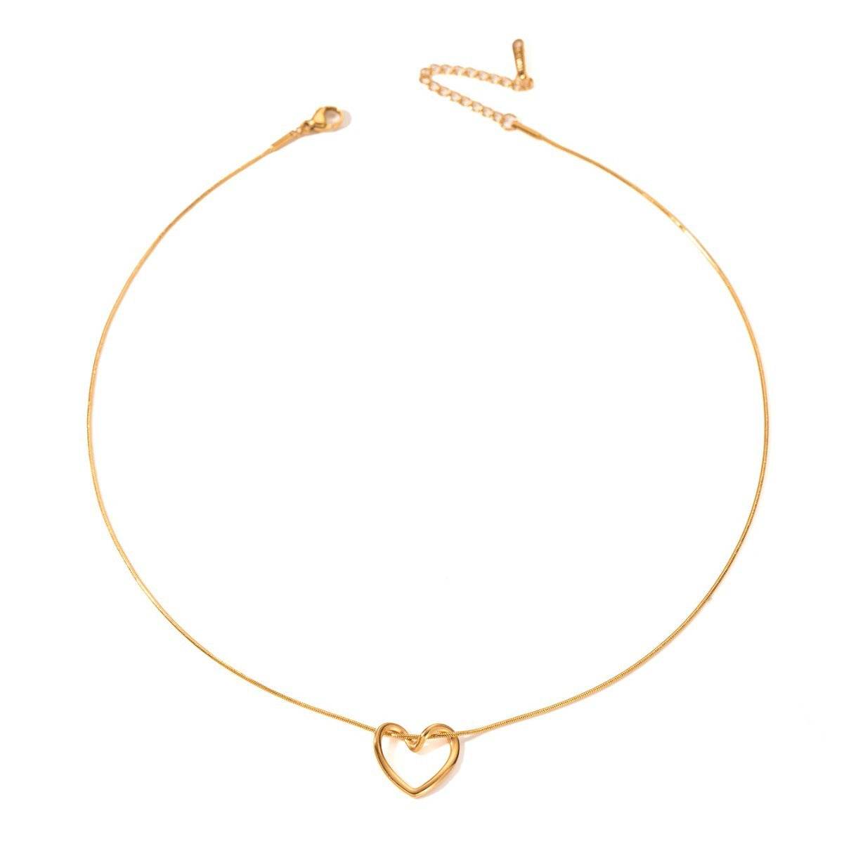 Fashion Jewelry Tainless Steel Twist Hollow Heart Pendant Necklace For Women Spicy Girls Simple Clavicle Chain Jewelry Gift - Velora