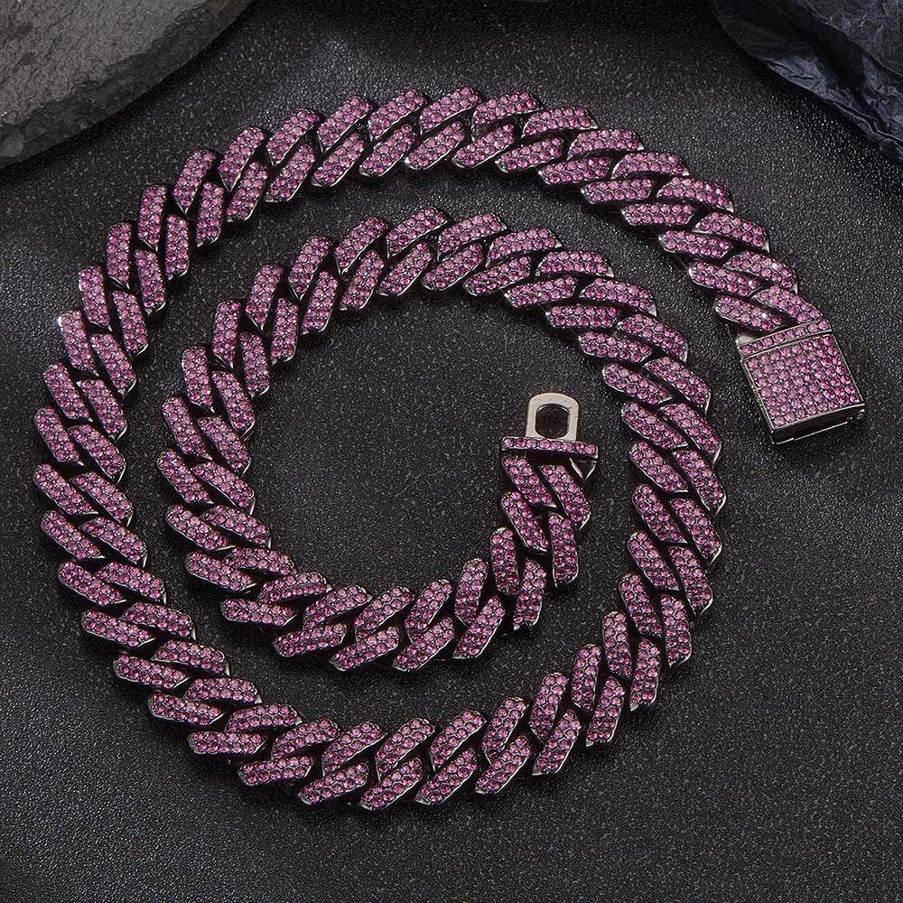 Box Buckle 14mm Bar Cuban Link Chain Bracelet and Necklace 2pcs - Velora