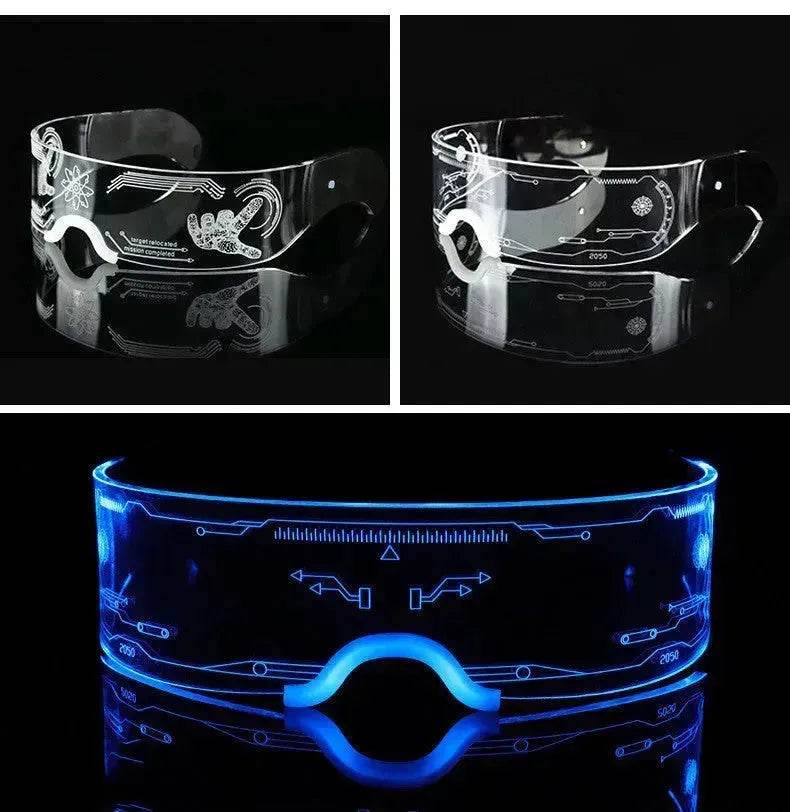 Trendy Unisex 3D Luminous LED Light up Glasses for cosplay Rave Festivals Bars Clubs Parties Futuristic Light up Eyeglass - Velora