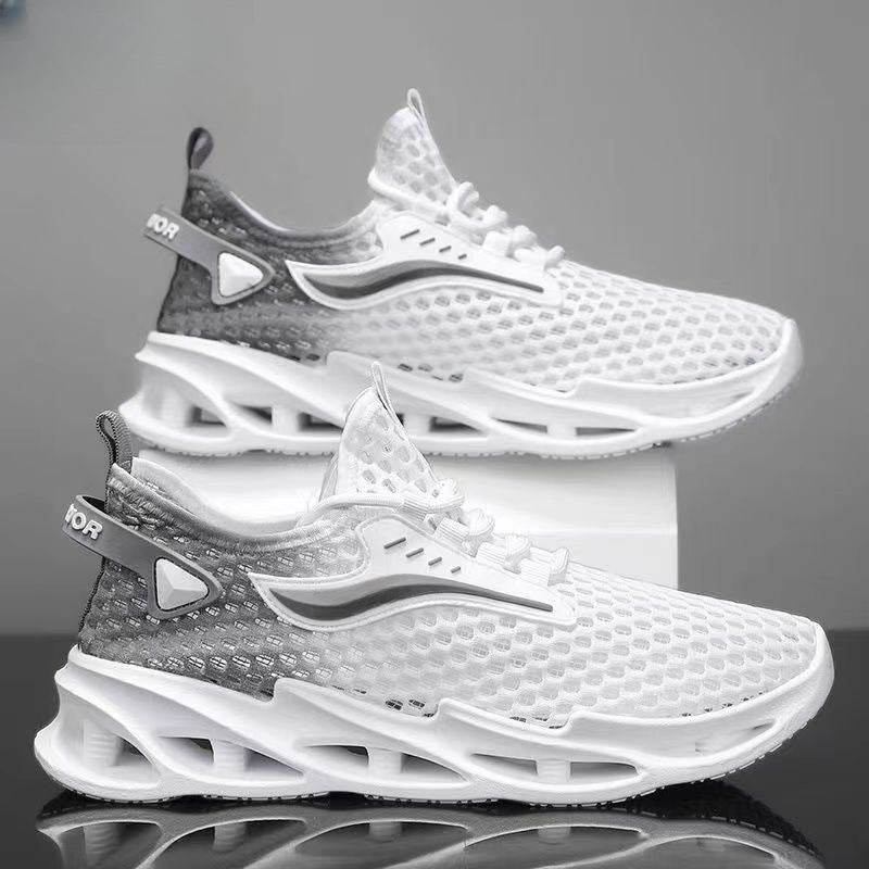 Men's Lace-up Sneakers Mesh Sports Shoes Fashion Hollow-sole Low Top Running Shoes - Velora