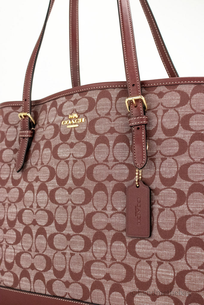Coach Mollie Chambray Wine Signature Tote