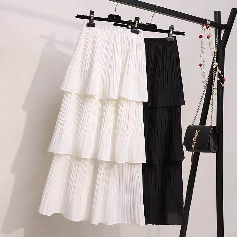 Women's Spring And Summer Chiffon layered Midi maxi Skirt - Velora