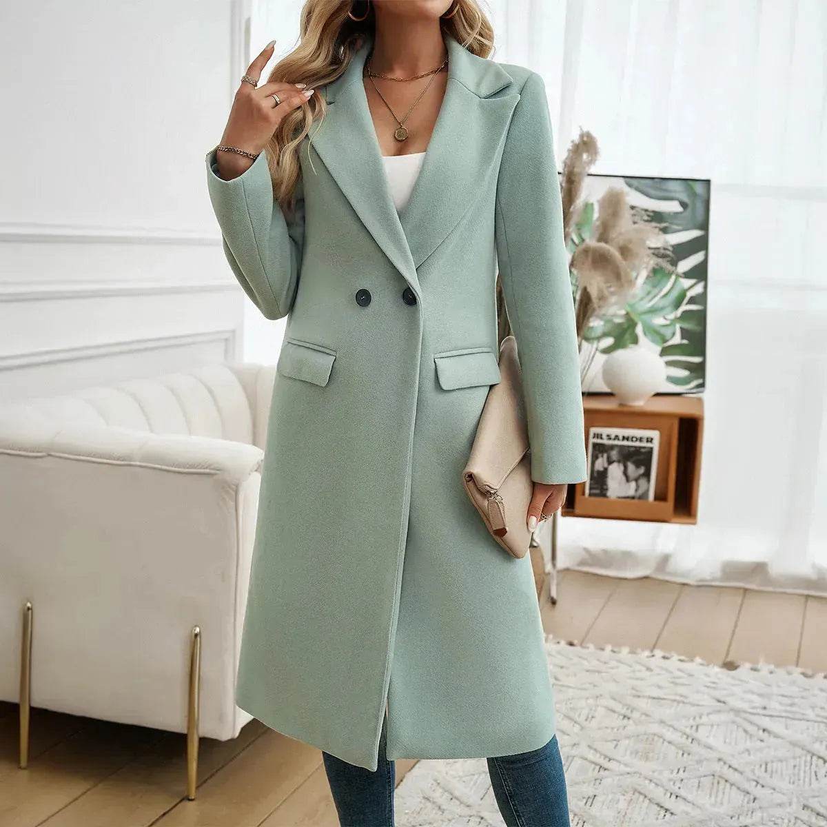 Winter Classy Lapel Trench Coat for women - Velora