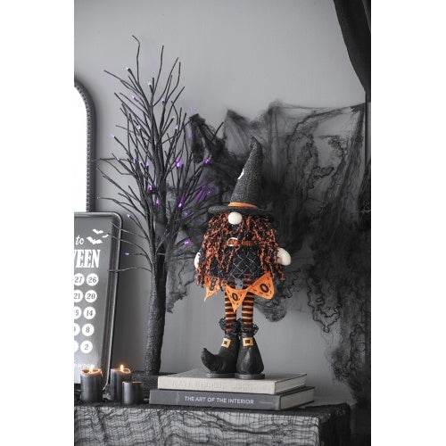 8.3x5x24 Fabric Standing Gnome W Orange Banner Spring Body, For Halloween Decor - Velora