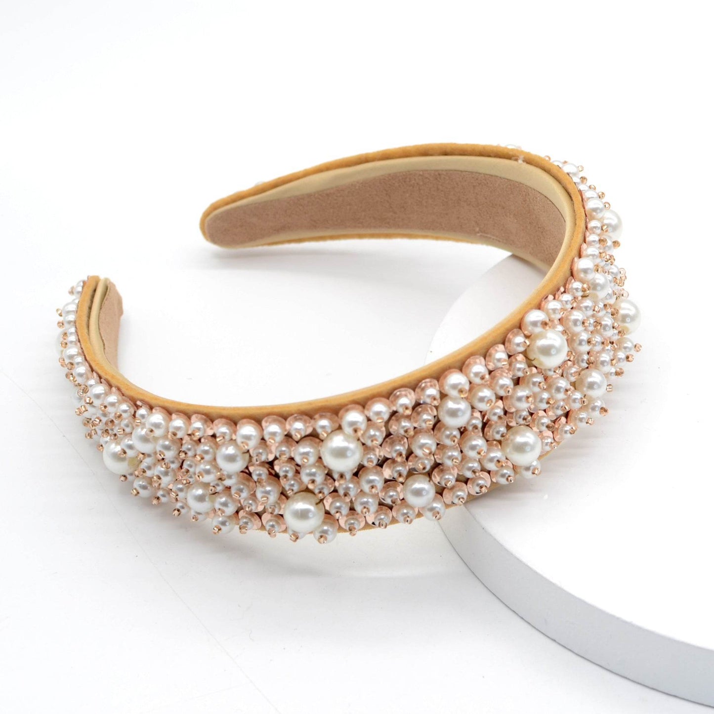Elegant Baroque Rhinestone Pearl Headband - Velora