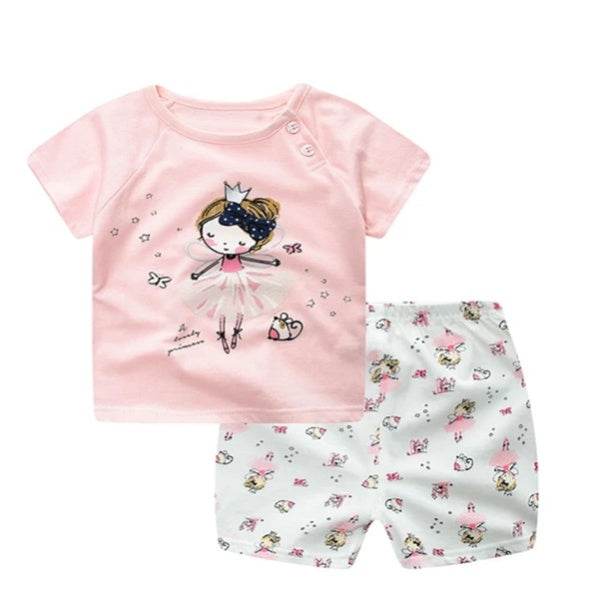 Cartoon Clothing Baby Boy Summer Clothes T-shirt Baby Girl Casual Clothing Sets - Velora
