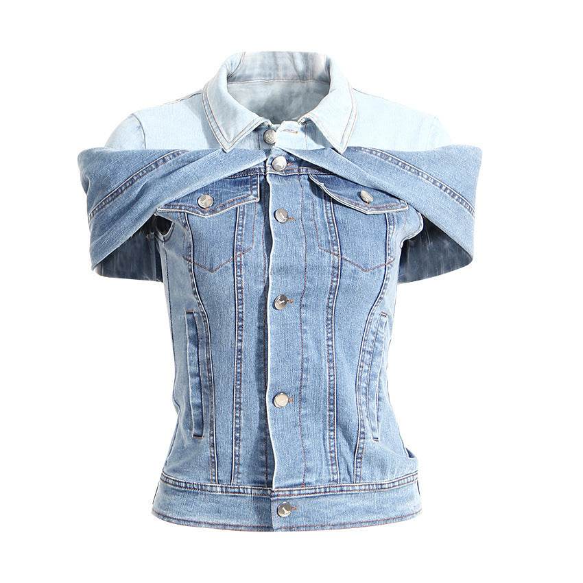 Sweet Cool Bandage Dress Shirt Slimming Denim jeans Shirt women - Velora