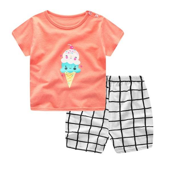 Cartoon Clothing Baby Boy Summer Clothes T-shirt Baby Girl Casual Clothing Sets - Velora
