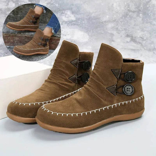 Button Design Ankle Boots For Women Autumn And Winter - Velora