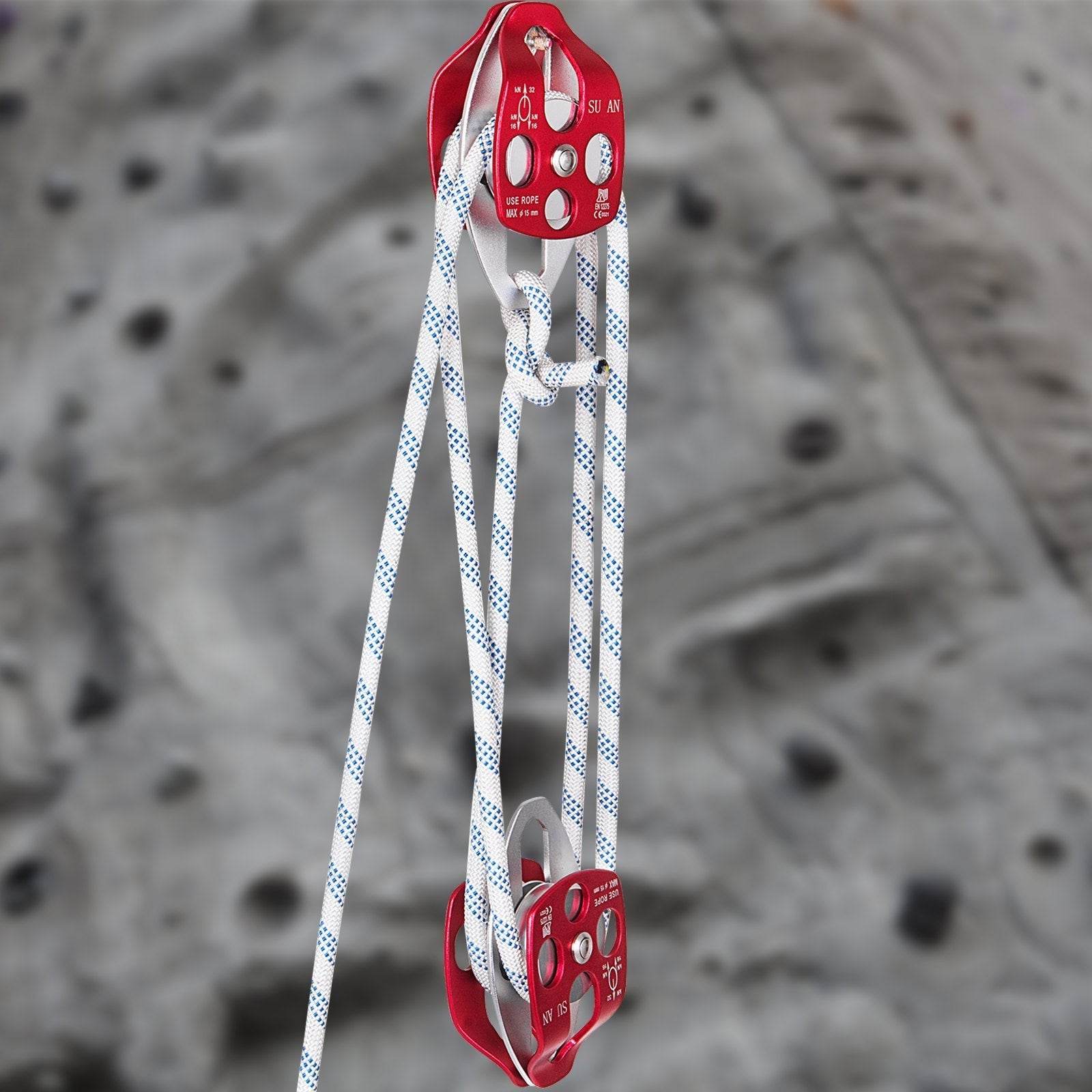 Twin Sheave Block And Tackle 1 2 X 200Ft Twin Sheave Block With Braid Rope 30-35KN 6600-7705LBS Double Pulley Rigging - Velora