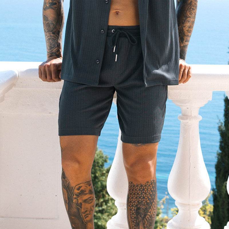 Men's Two Piece Set Short Sleeve Lapel Button Shirts And Shorts Beach Style Suits Men Summer Fashion Clothing Streetwear - Velora