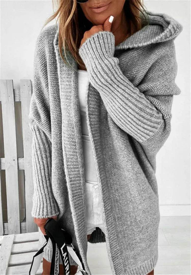 Oversized Head cover Knitted Long Kimono Cashmere Cardigan for Women - Velora