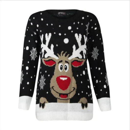 Christmas fawn deer jacquard Cashmere sweater - Velora