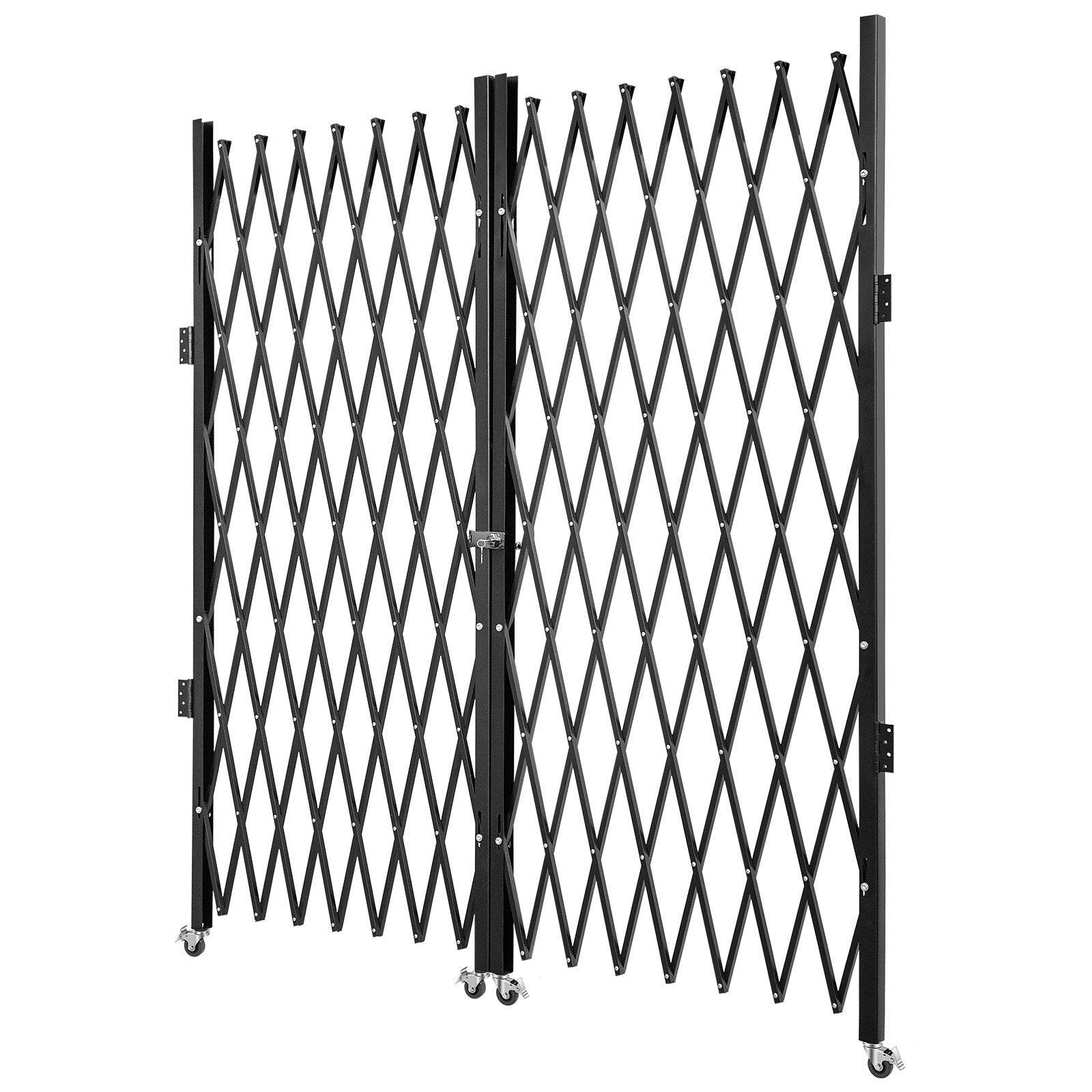 Double Folding Security Gate, 5.1 H X 10.2 W Folding Door Gate, Steel Accordion Security Gate, Flexible Expanding Security Gate, 360 Rolling Barricade Gate, Scissor Gate Or Door With Keys - Velora