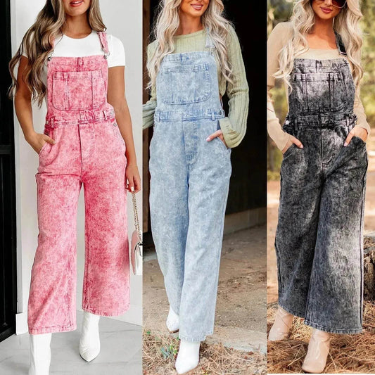 Retro Sleeveless Adjustable Denim Overalls corduroy dungarees womens denim romper Jumpsuit overall jeans for women - Velora